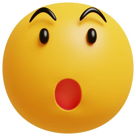 Yellow face wow emoji. Surprised, shocked emoticon. 3D render