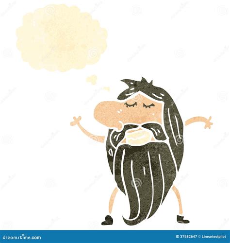 Retro Cartoon Naked Bearded Man Stock Vector - Illustration of