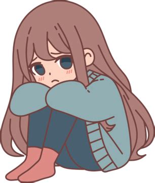 Anime Girl Sad Vector, Sad, Girl, Cute PNG and Vector with Transparent ...