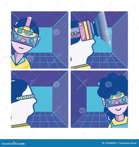 Set of Virtual Reality Cartoons Stock Vector - Illustration of adult