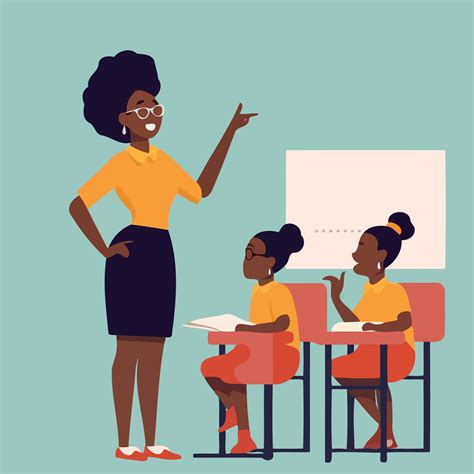 Teachers day female black teacher and two kids 22207255 Vector Art at