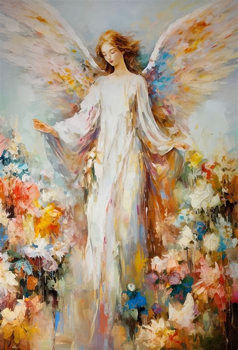angel print christian painting angel art   heaven