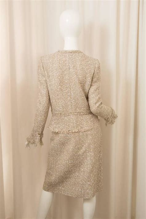 Chanel Two Piece Metallic Tweed Skirt Suit at 1stdibs