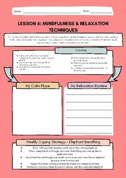 mindfulness relaxation techniques healthy habit worksheets