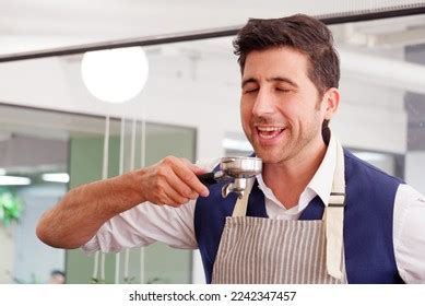 Coffee Shop Cafe Employees Smiling Holding Stock Photo 2242347453 ...
