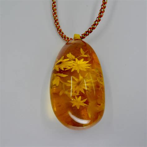 Certified 187 Carat Natural Amber Flower Pendant Necklace, Statement
