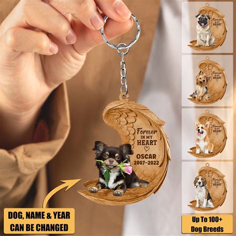 Forever In My Heart Dog Personalized Acrylic Keychain, Gift For Dog Da