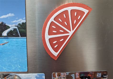 Chunky citrus magnet, child-safe orange, citrus wedge magnet with