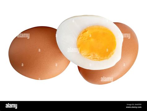 front view  raw brown chicken eggs  cooked  boiled chicken egg