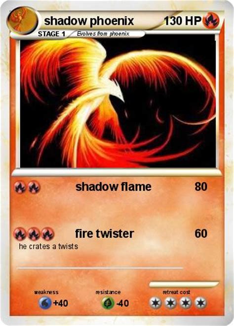 pokemon shadow phoenix   shadow flame  pokemon card