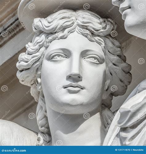 Portrait of Balcony Support Statue of Young and Naked Sensual Roman