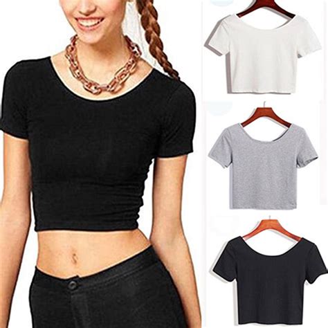 travelwant pcsset womens basic short sleeve crop top cotton crop tee