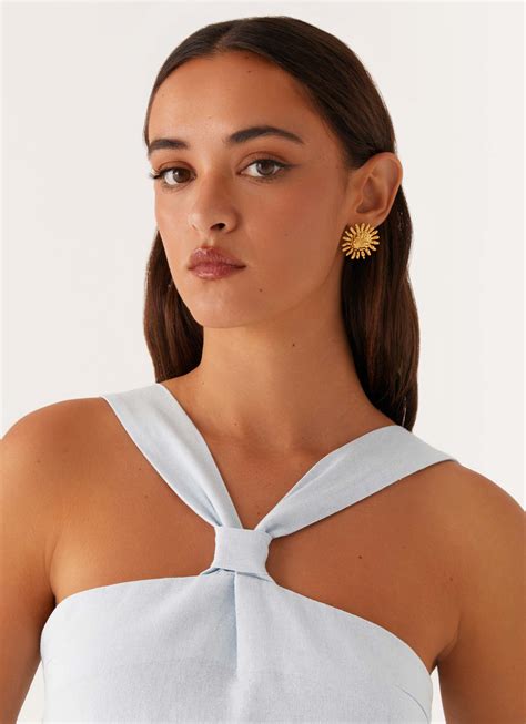 Keira Linen Mini Dress - Blue – Peppermayo US