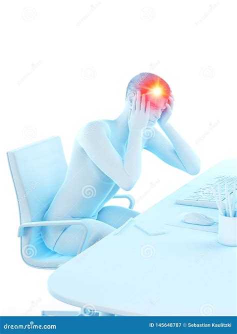 An Office Worker Having a Headache Stock Illustration - Illustration of