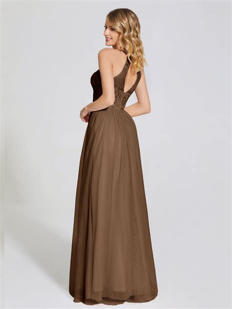 Destiny Halter Embroidered Tulle Bridesmaid Dresses