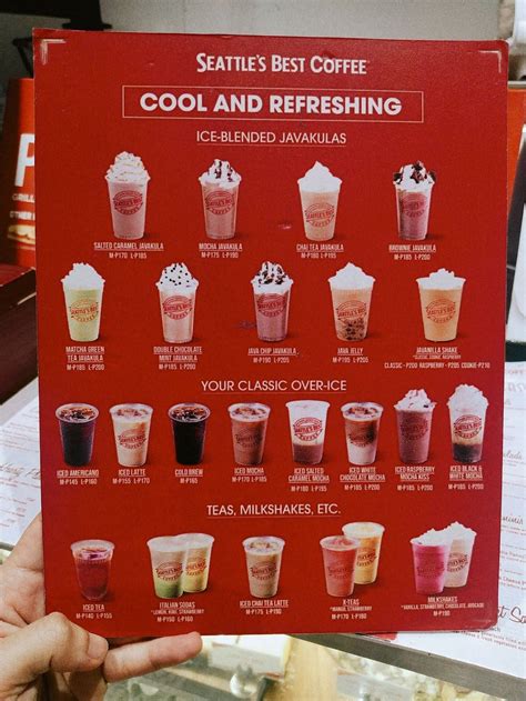 Menu at Seattle's Best Coffee cafe, Quezon City, Matalino St