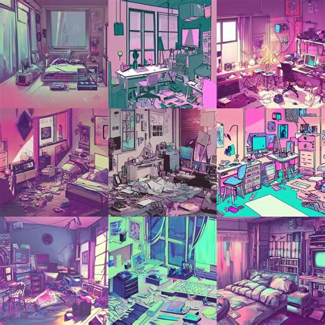 digital art of a messy room, pastel goth aesthetic, | Stable Diffusion