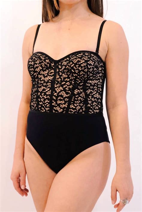 Buy Jonathan Simkhai Lace Bustier One Piece - Black At 35% Off