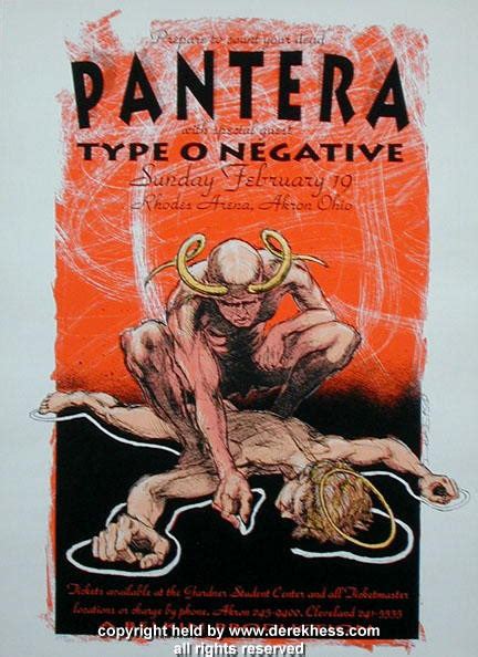 1995 Pantera & Type O Negative - Akron Silkscreen Concert Poster by De ...