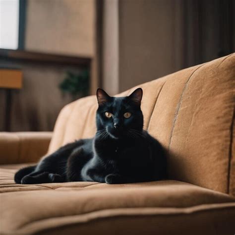 Premium Photo | Cute black cat on sofa