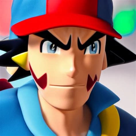 side close up portrait of ash Ketchum detailed face, wearing whi ...