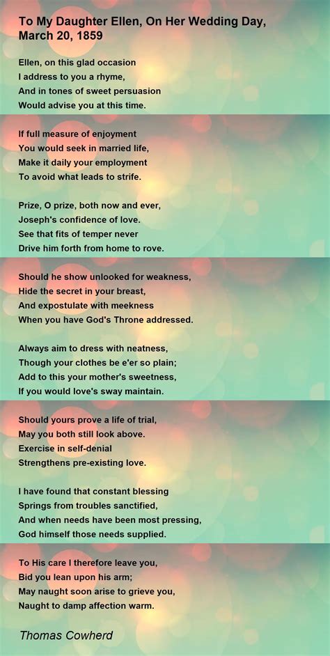 Poem To Daughter From Mother On Her Wedding Day In English - Infoupdate.org