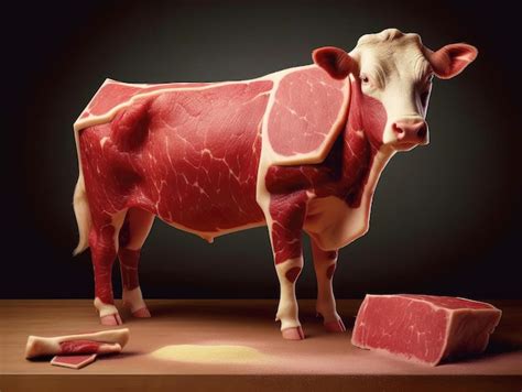 Premium Photo | Fresh raw beef in the shape of a cow and scheme of ...