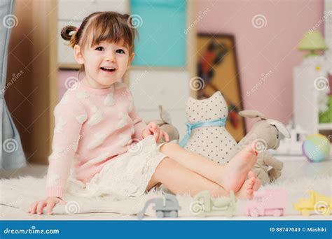 Cute Happy 2 Years Old Baby Girl Playing with Toys at Home Stock Image ...
