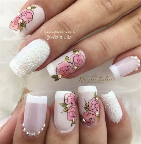 Unhas De Francesinha Com Desenhos - Unhas francesinha com flores: Desenhos, pedrinhas e 3D | Bridal nail ...