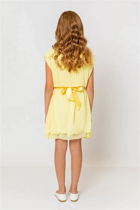 InCity Kids Girls Yuvarlak Yaka Kuşaklı Pileli Elbise