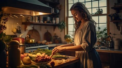 Woman cooking at kitchen. Illustration 23570300 Stock Photo at Vecteezy