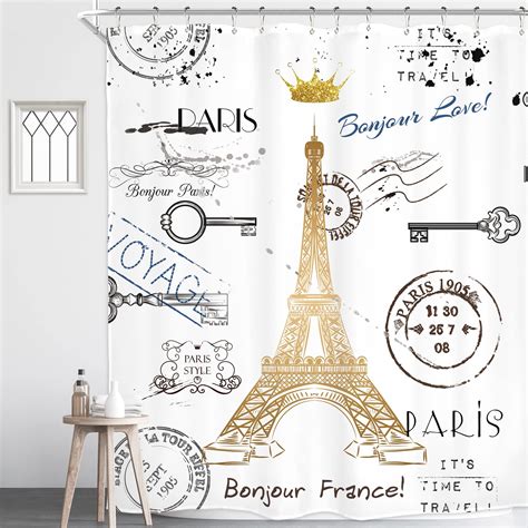 Amazon.com: VividHome Paris Shower Curtain for Bathroom Sakura