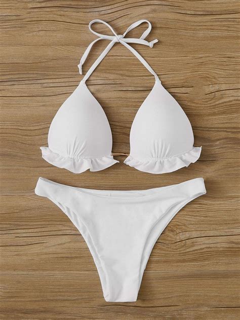 One Piece Swimsuit White Halter at JENENGE blog