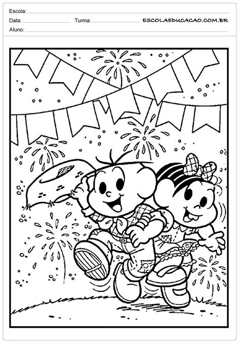 Atividade Festa Junina Educação Infantil Para Colorir - Atividades Festa Junina para Educação Infantil - Turma da mônica ...