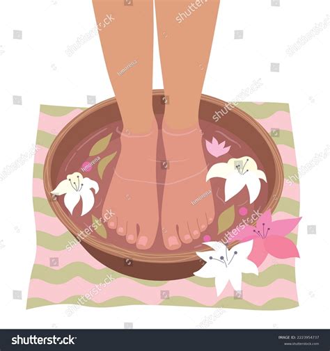 Foot Spa Treatments Womens Feet Bowl Stock Vector (Royalty Free