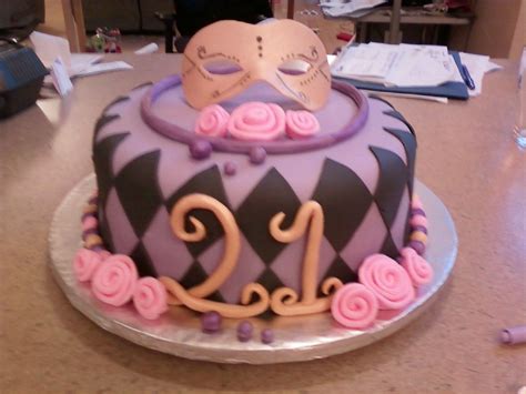 Masquerade Ball Cake with Pink Roses