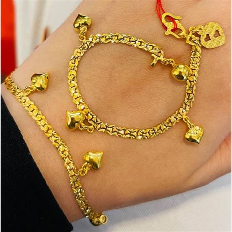 rantai tangan kelisa padu melor padu lipan hollow gantung love emas