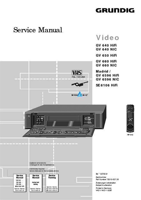 GRUNDIG GV-640 650 660 6596 SE-6106 SM Service Manual download ...