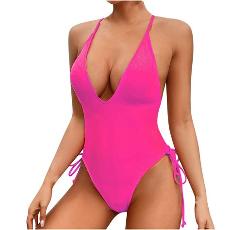 Penkiiy Women's One Piece Swimsuit Tie Side 1 Piece Bathing Suit High