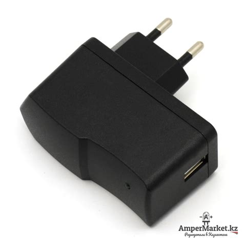 USB блок питания 5 В, 2 А (черный) | AmperMarket.kz