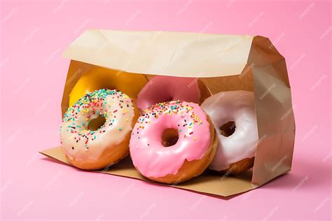 premium photo donuts   brown paper bag
