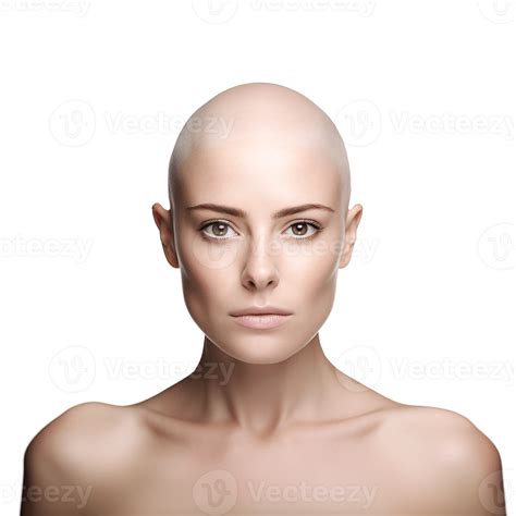ai generative Beautiful bald woman isolated on transparent background