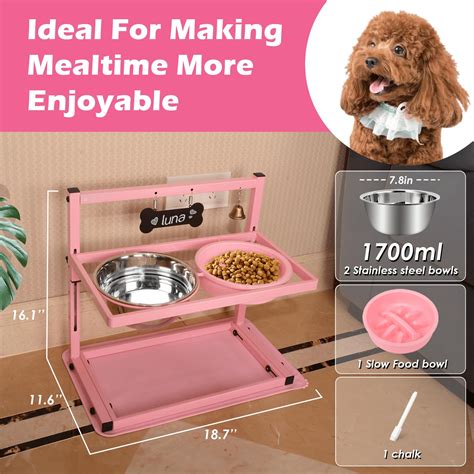 Pink Elevated Dog Food Bowls