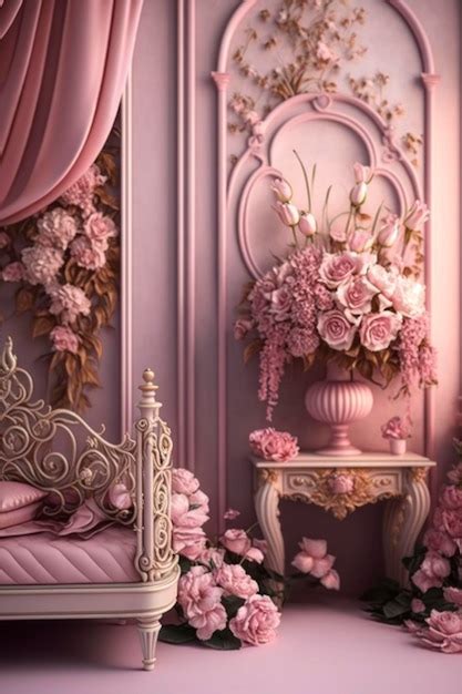 Premium AI Image | 2 hd photo backdrops pink room in the style of ...