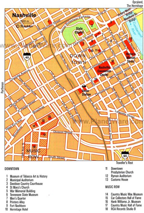 Tourist Map Of Downtown Nashville