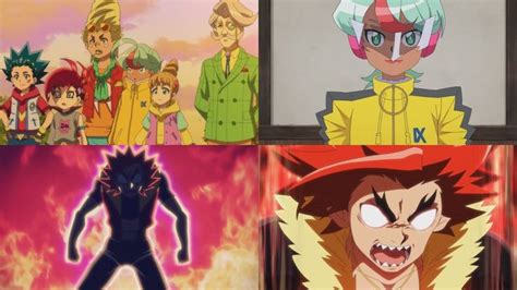 four different anime characters are shown in the same image, each with ...