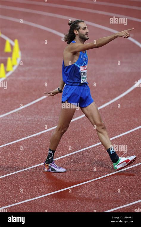 Gianmarco TAMBERI celebrating after winning the High Jump at the ...