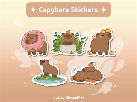 Cute Capybara Sticker Set Cute Capybaras Sticker Pack Waterproof ...
