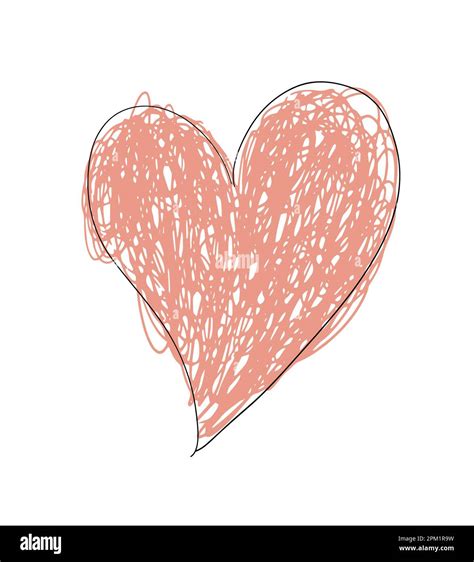red heart icon hand drawing illustration pencil stroke  love