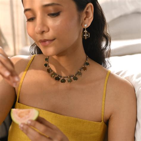 Naomi Gold Diamond Tourmaline and Pearl Necklace – Vibe with MOI